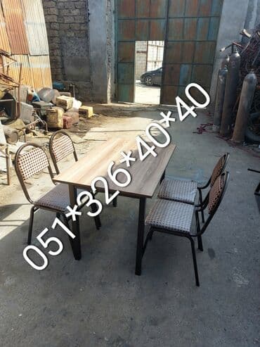 Masa və oturacaq dəstləri: Qonaq otağı üçün, Yeni, Açılan, Dördbucaq masa, 2 stul — 2