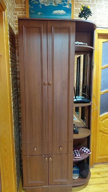 islemis mebiler: İşlənmiş, 2 qapılı, Güzgülü, Qəhvəyi, Digər material, Açılan, Düz dolab — 1