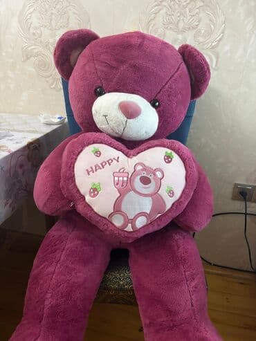 кукла монстер хай: Bordo rəngdə böyük yumşaq ayı oyuncağı. Oyuncaq yumşaq parçadan — 3