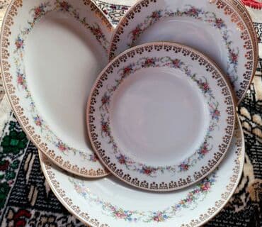 18 karat qizil: Nahar dəsti, rəng - Ağ, 6 nəfərlik, Çexiya — 1