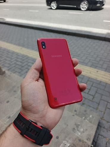 Samsung Galaxy A10, 32 GB, rəng - Qırmızı, İki sim kartlı, Zəmanət, Sensor
