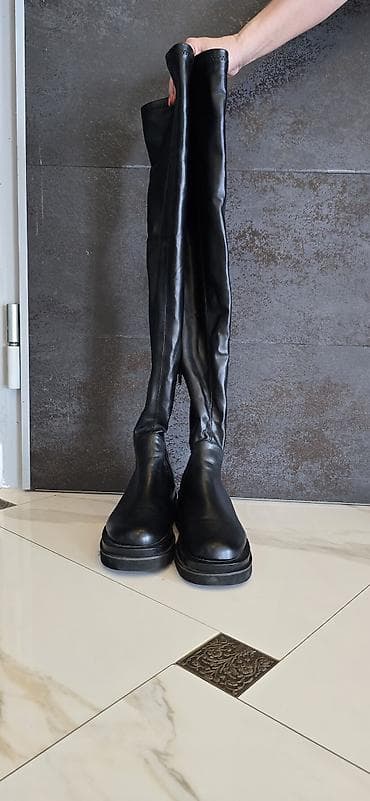 Qadın çəkmələri – dizdən yuxarı, qara rəng - Model: dizüstü