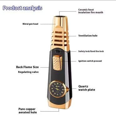qizil qolbagilar: Qara və qızılı rəngdə, saatı olan yüngül alışqan. Yüksək temperaturlu — 5