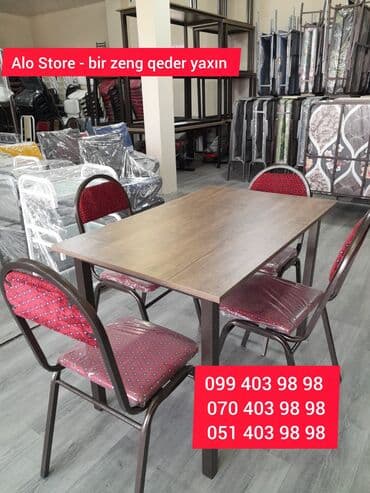 otracaqlar: Mətbəx üçün, Yeni, Dördbucaq masa, 4 stul — 1