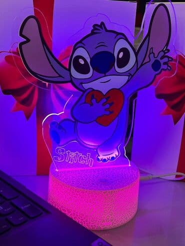 qaz peci islenmis: Stitch LED masa lampası - Şəffaf akril fiqurlu dizayn: sevimli Stitch — 3
