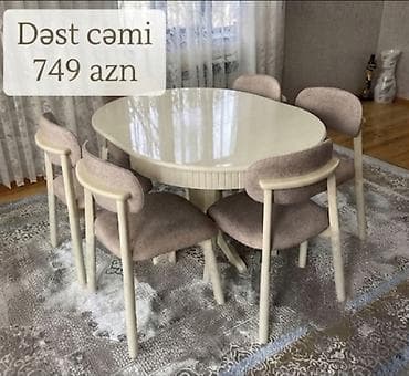 tek dolablar: Qonaq otağı üçün, Yeni, Açılmayan, Oval masa, 6 stul — 1