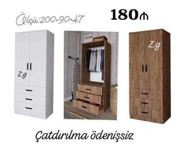 Açılan, 2 qapılı Düz dolab, Qarderob, paltar dolabı