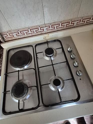 Quraşdırılan qaz-elektrik qarışıq plitə - 60 sm-lik paslanmayan polad