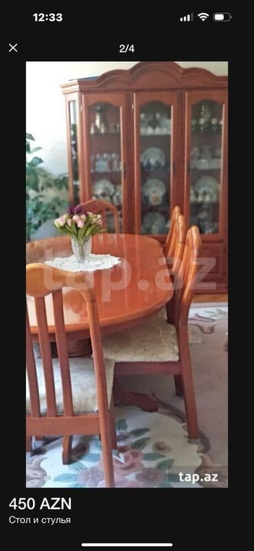 mətbəx ucun stol stullar: Qonaq otağı üçün, Açılmayan, Oval masa, 8 stul — 2