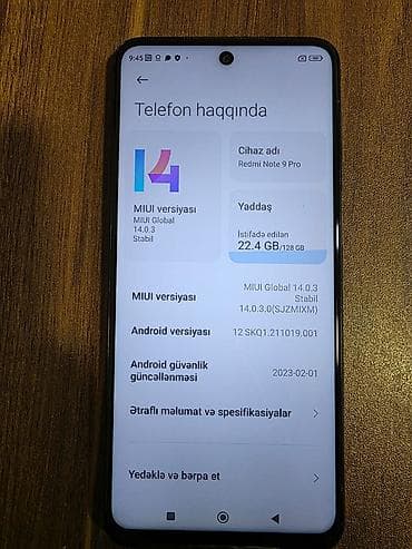 iphone pro max: Redmi Note 9 Pro, 128 GB, rəng - Göy, Barmaq izi, Face ID, Sensor — 5