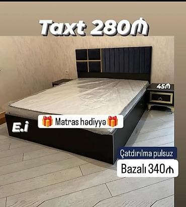 qandal sekilleri: Müasir dizaynlı ikinəfərlik taxt - Başlıq: yumşaq parça üzlü, qızılı — 1