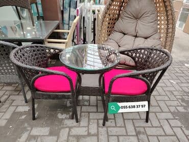 tap az masa ve oturacaqlar: Balkon üçün, Yeni, Açılmayan, Dördbucaq masa, 2 stul — 3