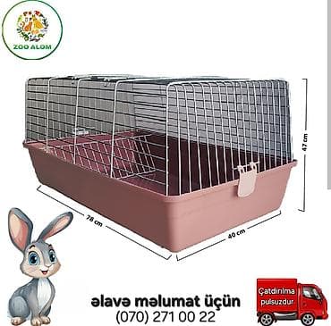 ev kirpisi: Dovşan qəfəsi – böyük ölçü - Ölçülər: 78 x 40 x 47 sm - Geniş, havadar — 2