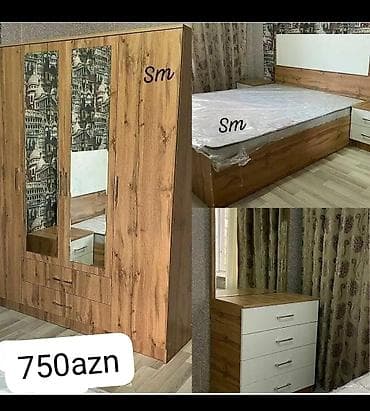 Yataq otağı mebel dəsti – 750 AZN Tərkibi: - Geniş üçqapılı şkaf