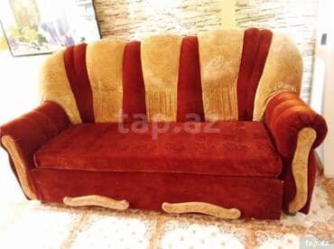 диван французская раскладушка: Диван, Б/у, Раскладной, Без подьемного механизма, Велюровая ткань — 1