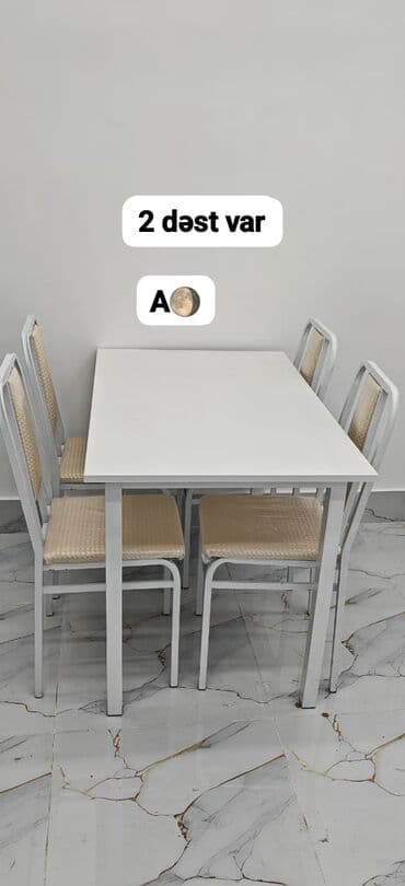 Taburetlər: Mətbəx üçün, İşlənmiş, Açılmayan, Dördbucaq masa, 4 stul — 1