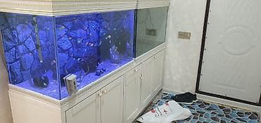 Böyük ölçülü dekorativ akvarium komplekti - Üç hissədən ibarət geniş