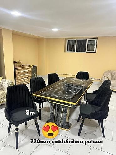 Qonaq otağı üçün, Yeni, Açılmayan, Dördbucaq masa, 6 stul