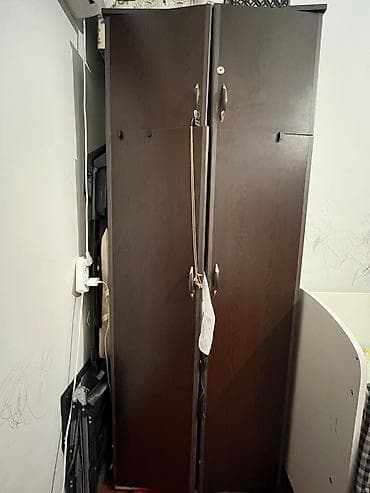 Шкафы: İki qapılı qarderob şkafı - Material: ağac teksturalı laminat (tünd — 1