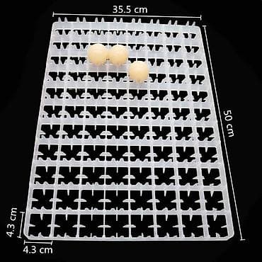 Tutum: 88 ədəd toyuq yumurtası. Ölçü: 36x50 sm. İstifadə yeri