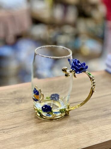 demir qab: Fincanlar, rəng - Qızılı, Şüşə, 1 əd, 250 ml, Türkiyə — 7