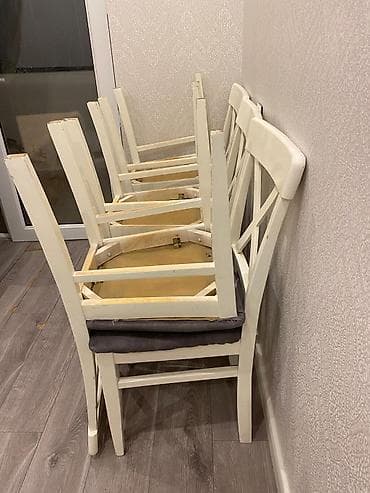 Ağ rəngli yemək otağı stulları dəsti - Klassik kəsişən bel dayaq