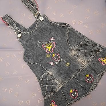 qiz cantalari: Uşaq üçün cins sarafan, 8-12 aylıq - Material: orta qalınlıqda denim — 3