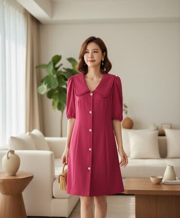 qadin donlari sekilleri: 38 ölçü yenidir Çəhrayı rəngdə, qısa qollu və yaxası iri olan zərif — 1