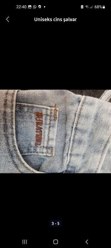 cins pencekler 2022: Uniseks cins şalvar - Rəng: açıq mavi (stonewash) - Kəsim: düz paça — 3