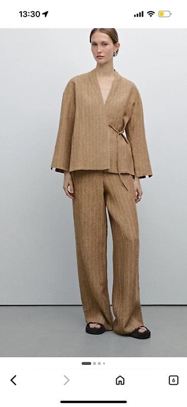 qadin alt paltarı: Massimo Dutti qadın dəsti – 100% kətan Üst kimono kofta və şalvar — 1