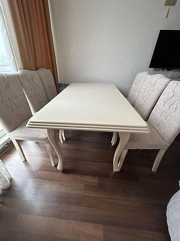 usdol usdul: Qonaq otağı üçün, İşlənmiş, Açılan, Dördbucaq masa, 6 stul — 1