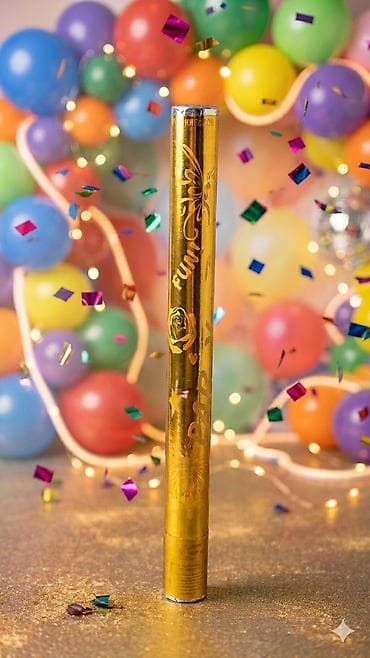 Qızılı “Party Popper” konfetti topu - Tədbirlər üçün şən effekt: ad