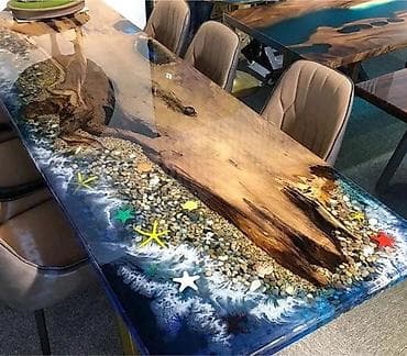 yardimli sekilleri: Qonaq masası, Yeni, Açılmayan, Epoksid, Dördbucaq masa — 2