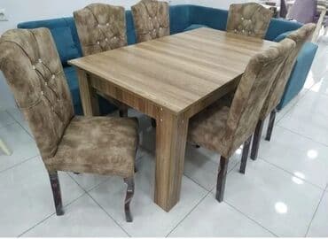 stolla: Qonaq otağı üçün, Yeni, Açılmayan, Dördbucaq masa, 6 stul — 3