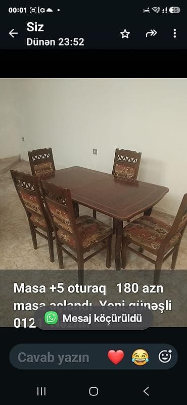 Masa +5 oturaq 180 azn masa açlandı Yeni günəşli 0121 Nəzrin