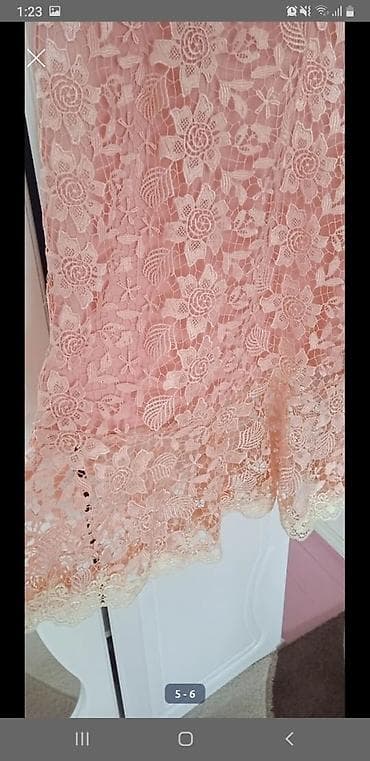 Toy paltarları və aksesuarları: Zərif güləbəti rəngdə qipir don - Material: sıx naxışlı çiçəkli qipir — 5