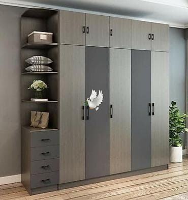 mebel ustu: Yeni, 6 qapı, Siyirməli, Boz, Digər material, Açılan, Düz dolab — 1