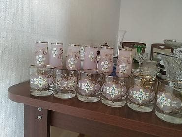 Stəkanlar, rəng - Bənövşəyi, Şüşə, 12 ədədli dəst