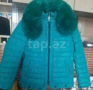 Toy paltarları və aksesuarları: Qadın qış gödəkçəsi - Rəng: firuzə/mavi-yaşıl ton - Model: qısa — 1