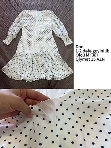 Ağ rəngli, tünd mavi xallı qadın donu. - Ölçü: M (38) - Dizayn