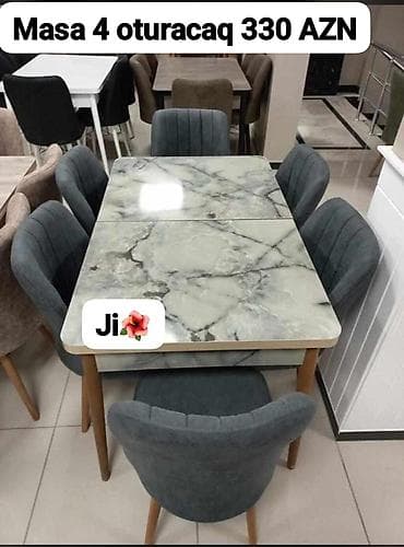 stol oturacaq: Mətbəx üçün, Açılmayan, Dördbucaq masa, 4 stul — 1