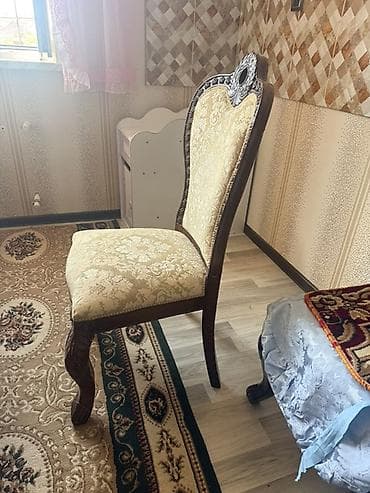 cil ciraqlar: Klassik üslubda masa və stul dəsti - Material: təbii ağac karkas — 2