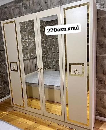 ikinci el dolab: Yeni, 4 qapılı, Güzgülü, Digər rəng, Digər material, Açılan, Düz dolab — 1
