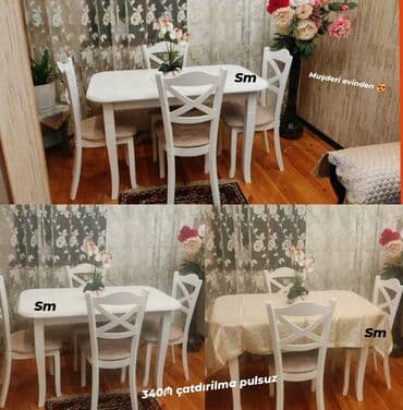 quxna stulu: Mətbəx üçün, Yeni, Açılmayan, Dördbucaq masa, 4 stul — 10