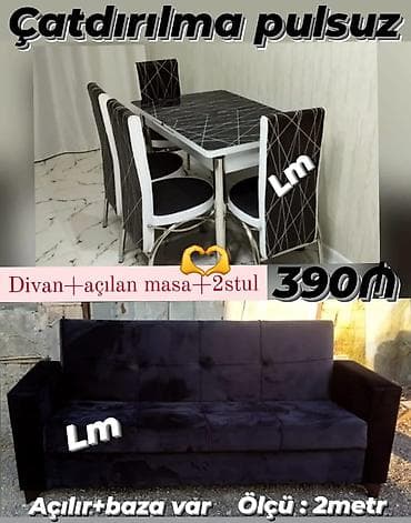 masa və oturacaqlae: Mətbəx üçün, Yeni, Açılan, 2 stul — 1