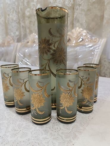 şüşə qab: Stəkanlar, rəng - Qara, Şüşə, 14 ədədli dəst — 17