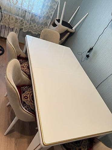 mətbəx stulları: Mətbəx üçün, Açılmayan, Dördbucaq masa, 6 stul — 1