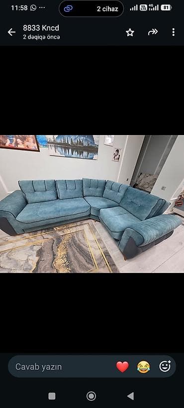 perla mebel: Perladan künc divan. 560 AZN. Açılır bazalı təqribi ölçü 3*2 Yeni — 4