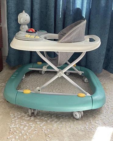 Yerimək üçün arabalar, çəliklər, əsalar, rollatorlar: Uşaq gəzdirici (walker) - Rənglər: ağ, boz və turkuaz yaşıl baza - — 3