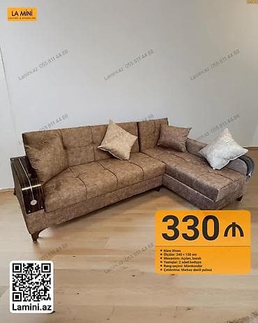 divan olcusu: Künc divan – La Mini - Ölçü: 240 × 150 sm - Mexanizm: Açılan, bazalı — 1